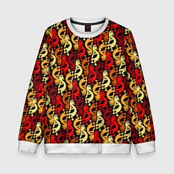 Свитшот детский Кокопелли - паттерн, цвет: 3D-белый