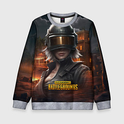 Свитшот детский PUBG девушка в шлеме, цвет: 3D-меланж