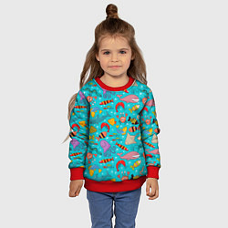 Свитшот детский Морские обитатели узор, цвет: 3D-красный — фото 2