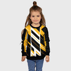 Свитшот детский Black and yellow stripes on a white background, цвет: 3D-черный — фото 2