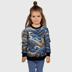 Свитшот детский Джинсовые волны - нейросеть, цвет: 3D-черный — фото 2