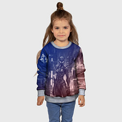 Свитшот детский Девушка-киборг в футуристичной броне, цвет: 3D-меланж — фото 2