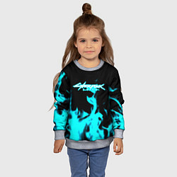 Свитшот детский Cyberpunk neon flame, цвет: 3D-меланж — фото 2