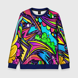 Свитшот детский Яркое граффити, цвет: 3D-синий
