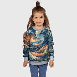 Свитшот детский Джинсовый шторм - нейросеть, цвет: 3D-меланж — фото 2