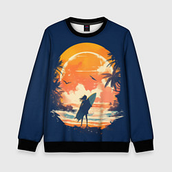 Свитшот детский Девушка сёрфер, цвет: 3D-черный