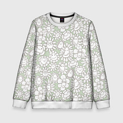Свитшот детский Улыбающиеся цветы, цвет: 3D-белый