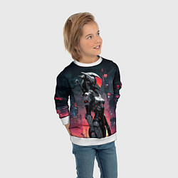 Свитшот детский Девушка-андроид в футуристичной броне, цвет: 3D-белый — фото 2
