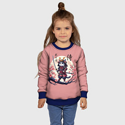 Свитшот детский Kitten samurai - bushido ai art, цвет: 3D-синий — фото 2