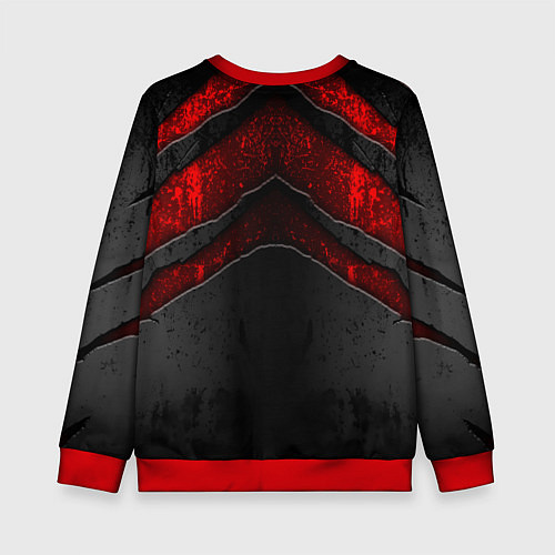 Детский свитшот Пикачу панк на фоне красных разломов черной тексту / 3D-Красный – фото 2