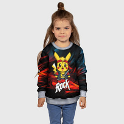 Свитшот детский Радостный Пикачу рок звезда, цвет: 3D-меланж — фото 2