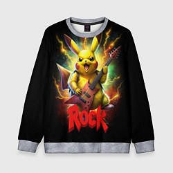 Детский свитшот Пикачу рок звезда с электрогитарой