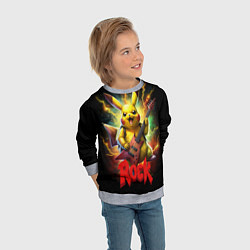Свитшот детский Пикачу рок звезда с электрогитарой, цвет: 3D-меланж — фото 2