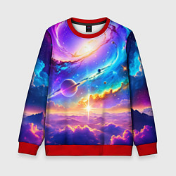 Свитшот детский Космос в неоновых тонах, цвет: 3D-красный