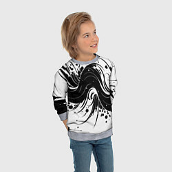Свитшот детский Чёрно-белая абстракция нейросеть, цвет: 3D-меланж — фото 2