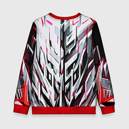 Детский свитшот Хаотичная красно-белая абстракция / 3D-Красный – фото 2