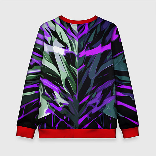 Детский свитшот Хаотичная чёрно-фиолетово абстракция / 3D-Красный – фото 2