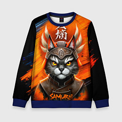 Свитшот детский Cat samurai, цвет: 3D-синий