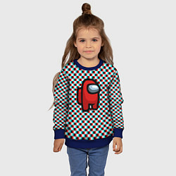 Свитшот детский Among us шахматка, цвет: 3D-синий — фото 2