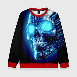 Свитшот детский Neon cyber skull - ai art, цвет: 3D-красный