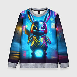 Детский свитшот Neon cyber Pikachu made of metal steel - ai art