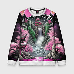 Детский свитшот Японские горы и водопад