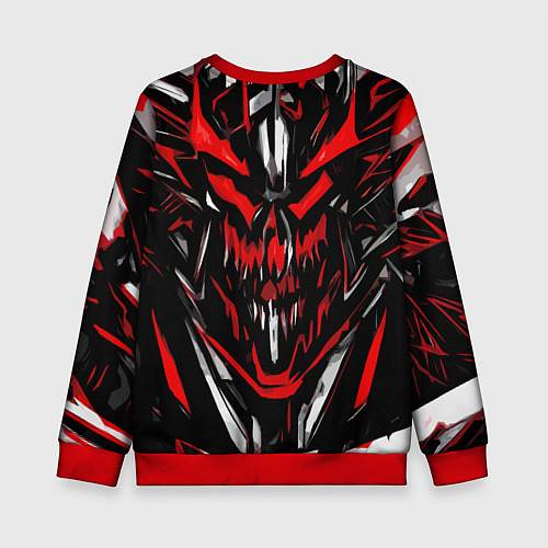 Детский свитшот Красно-белое абстрактное лицо на чёрном фоне / 3D-Красный – фото 2
