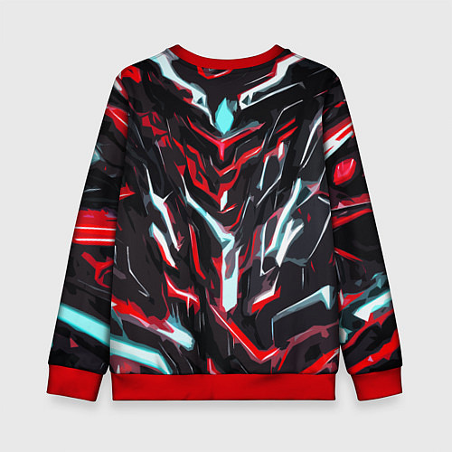Детский свитшот Красно-белые абстрактные линии на чёрном фоне / 3D-Красный – фото 2