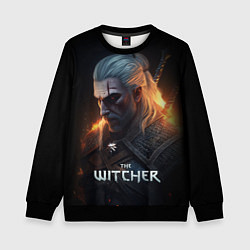 Свитшот детский The Witcher and fire, цвет: 3D-черный