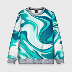 Свитшот детский Абстракция сине белый мрамор, цвет: 3D-меланж