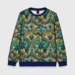 Детский свитшот Паттерн зеленые темные змеи
