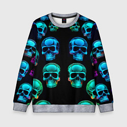 Свитшот детский Neon skulls - ai art pattern, цвет: 3D-меланж