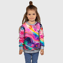 Свитшот детский Акварельный узор, цвет: 3D-меланж — фото 2
