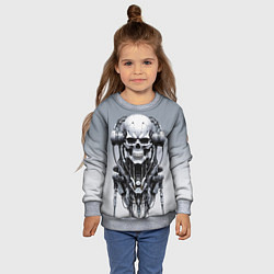 Свитшот детский Cool cyber skull - ai art fantasy, цвет: 3D-меланж — фото 2