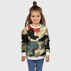 Свитшот детский Ретро пейзаж в Японском стиле, цвет: 3D-белый — фото 2