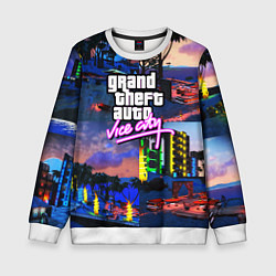 Свитшот детский GTA vice city коллаж, цвет: 3D-белый