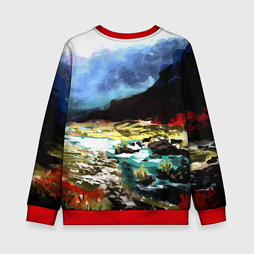 Детский свитшот Cкайрим краски художника / 3D-Красный – фото 2
