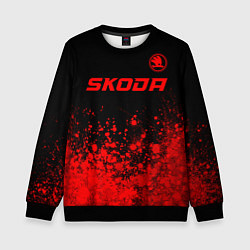 Свитшот детский Skoda - red gradient посередине, цвет: 3D-черный