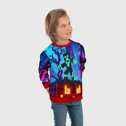 Свитшот детский Minecraft and halloween - neon glow, цвет: 3D-красный — фото 2