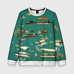 Свитшот детский Осенний городской парк, цвет: 3D-белый