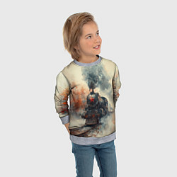 Свитшот детский Ретро паровоз с красной звездой, цвет: 3D-меланж — фото 2