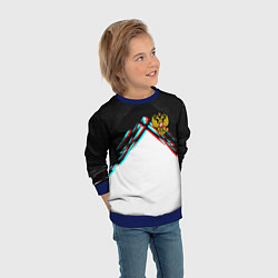 Свитшот детский Краски глитч герб РФ, цвет: 3D-синий — фото 2