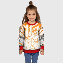 Свитшот детский Агрессивные оранжевые полосы на белом фоне, цвет: 3D-красный — фото 2