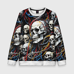 Детский свитшот Паттерн из кибер черепов - нейроарт