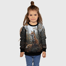 Свитшот детский Лис в осеннем лесу, цвет: 3D-черный — фото 2