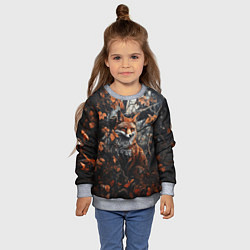 Свитшот детский Лис в пасмурном лесу, цвет: 3D-меланж — фото 2