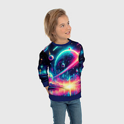 Свитшот детский Неоновый космос - нейроарт, цвет: 3D-синий — фото 2