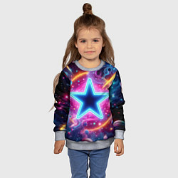 Свитшот детский Звезда в неоновом космосе - нейроарт, цвет: 3D-меланж — фото 2