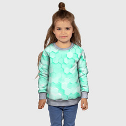 Свитшот детский Ярко бирюзовые соты, цвет: 3D-меланж — фото 2