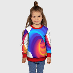Свитшот детский Неоновые волны абстракция, цвет: 3D-красный — фото 2